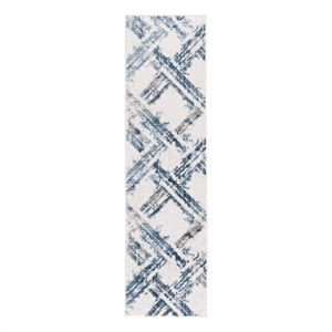 Safavieh Kingston 2'-2&quot x 8'-0&quot Polyester Power Loomed Rug in Blue / Ivory