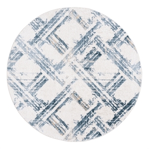 Safavieh Kingston 6'-7&quot x 6'-7&quot Polyester Power Loomed Rug in Blue / Ivory