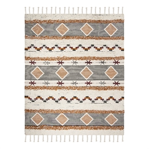 Safavieh Kenya9'-0&quotx12'-0&quotWool and Cotton Hand Knotted Rug in Ivory/Black/Orange