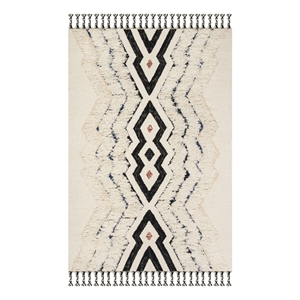 Safavieh Kenya9'-0&quot x 12'-0&quotWool and Cotton Hand Knotted Rug in Ivory/Black/Blue