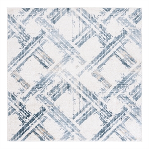 Safavieh Kingston 6'-7&quot x 6'-7&quot Polyester Power Loomed Rug in Blue / Ivory