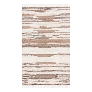 Safavieh Kenya 8'-0&quot x 10'-0&quot Wool and Cotton Handwoven Rug in Ivory / Brown