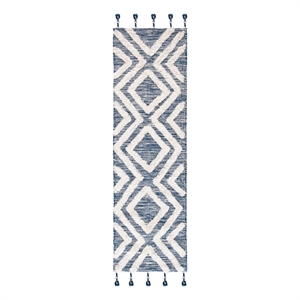 Safavieh Kenya 2'-3&quot x 8'-0&quot Wool Hand Tufted Rug in Navy / Ivory