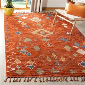 Safavieh Kenya 8'-0&quot x 10'-0&quot Wool and Cotton Hand Knotted Rug inRed/Multi-Color