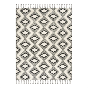 Safavieh Kenya 9'-0&quot x 12'-0&quot Wool and Cotton Hand Knotted Rug in Black / Ivory