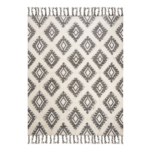 Safavieh Kenya 6'-0&quot x 9'-0&quot Wool and Cotton Hand Knotted Rug in Black / Ivory