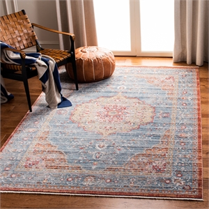 Safavieh Kenitra 600 10'-0&quot x 14'-0&quot Polyester Power Loomed Rug in Blue / Red