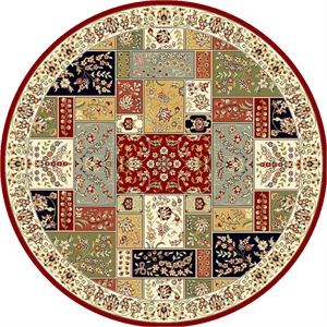 Safavieh Lyndhurst 8'-0&quot x 8'-0&quot Power Loomed Rug in Multi-Color / Ivory