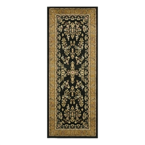 Safavieh Lyndhurst 2'-3&quot x 16'-0&quot Power Loomed Rug in Black / Tan