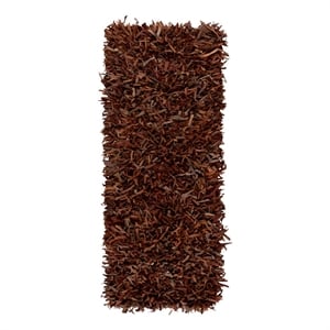Safavieh Leather Shag 2'-3&quot x 11'-0&quot Leather Handwoven Rug in Brown