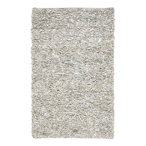 Safavieh Leather Shag 3'-0&quot x 5'-0&quot Leather Handwoven Rug in White