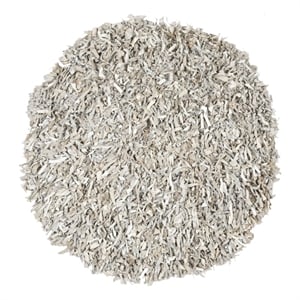 Safavieh Leather Shag 4'-0&quot x 4'-0&quot Leather Handwoven Rug in White