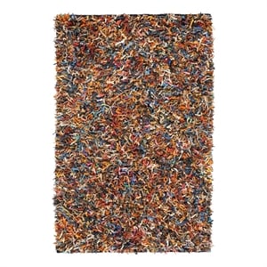 Safavieh Leather Shag 5'-0&quot x 8'-0&quot Leather Handwoven Rug in Multi-Color