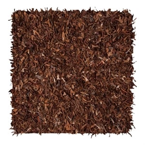 Safavieh Leather Shag 5'-0&quot x 5'-0&quot Leather Handwoven Rug in Brown