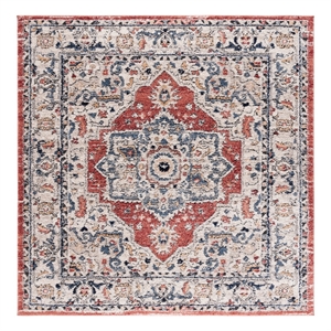 Safavieh Luna 6'-7&quot x 6'-7&quot Jute Power Loomed Rug in Beige / Rust/Blue