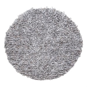 Safavieh Leather Shag 6'-0&quot x 6'-0&quot Leather Handwoven Rug in White