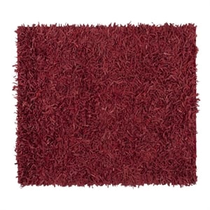 Safavieh Leather Shag 6'-0&quot x 6'-0&quot Leather Handwoven Rug in Red