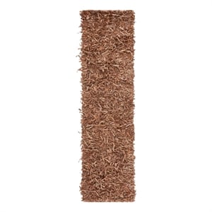 Safavieh Leather Shag 2'-3&quot x 9'-0&quot Leather Handwoven Rug in Gold