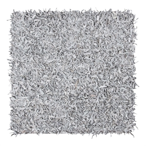 Safavieh Leather Shag 5'-0&quot x 5'-0&quot Leather Handwoven Rug in Gray / White