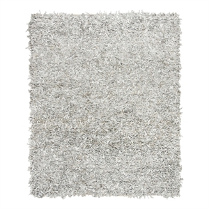 Safavieh Leather Shag 6'-0&quot x 9'-0&quot Leather Handwoven Rug in Gray / White