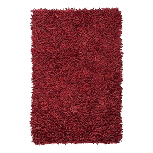 Safavieh Leather Shag 5'-0&quot x 8'-0&quot Leather Handwoven Rug in Red