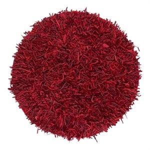 Safavieh Leather Shag 5'-0&quot x 5'-0&quot Leather Handwoven Rug in Red