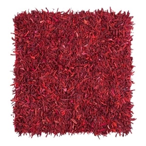 Safavieh Leather Shag 5'-0&quot x 5'-0&quot Leather Handwoven Rug in Red