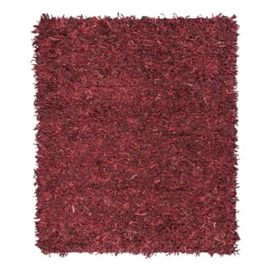 Safavieh Leather Shag 6'-0&quot x 9'-0&quot Leather Handwoven Rug in Red