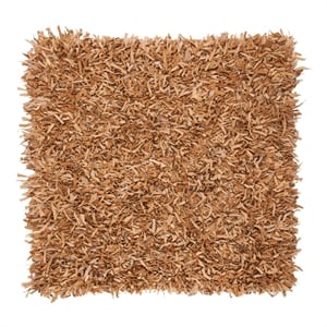 Safavieh Leather Shag 5'-0&quot x 5'-0&quot Leather Handwoven Rug in Gold