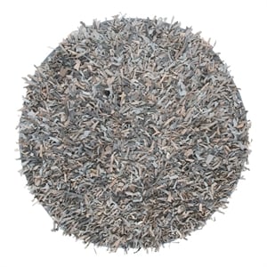 Safavieh Leather Shag 5'-0&quot x 5'-0&quot Leather Handwoven Rug in Gray / Beige