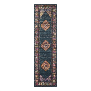 Safavieh Madison 2'-3&quot x 12'-0&quot Power Loomed Rug in Blue / Fuscia