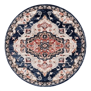 Safavieh Luna 6'-7&quot x 6'-7&quot Jute Power Loomed Rug in Navy / Beige /Rust