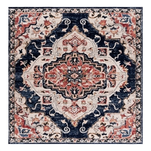 Safavieh Luna 6'-7&quot x 6'-7&quot Jute Power Loomed Rug in Navy / Beige /Rust