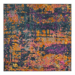 Safavieh Madison 6'-7&quot x 6'-7&quot Power Loomed Rug in Blue / Orange