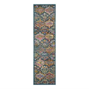 Safavieh Madison 2'-3&quot x 12'-0&quot Power Loomed Rug in Blue / Orange