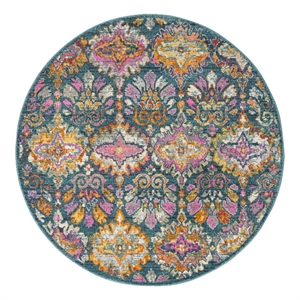 Safavieh Madison 6'-7&quot x 6'-7&quot Power Loomed Rug in Blue / Orange