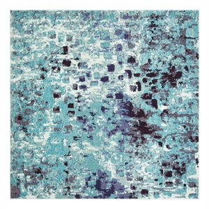 Safavieh Madison 6'-7&quot x 6'-7&quot Cotton Power Loomed Rug in Turquoise / Navy