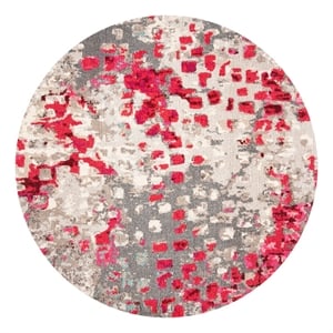 Safavieh Madison 6'-7&quot x 6'-7&quot Cotton Power Loomed Rug in Gray / Red