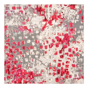 Safavieh Madison 6'-7&quot x 6'-7&quot Cotton Power Loomed Rug in Gray / Red