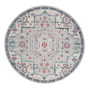 Safavieh Madison 900 6'-7&quot x 6'-7&quot Jute Power Loomed Rug in Light Gray / Fuscia