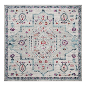 Safavieh Madison 900 6'-7&quot x 6'-7&quot Jute Power Loomed Rug in Light Gray / Fuscia