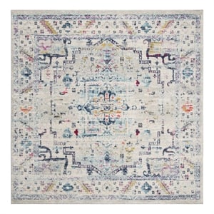 Safavieh Madison 900 6'-7&quot x 6'-7&quot Jute Power Loomed Rug in Light Gray / Fuscia