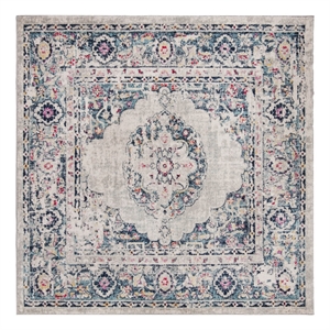 Safavieh Madison 900 6'-7&quot x 6'-7&quot Jute Power Loomed Rug in Light Gray / Fuscia