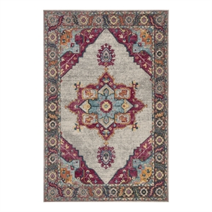 Safavieh Merlot 100 5'-1&quot x 7'-6&quot Cotton Power Loomed Rug in Cream/Multi-Color