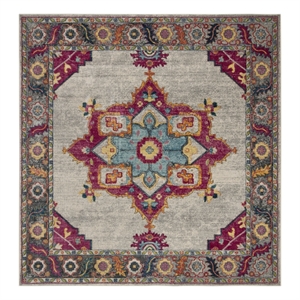 Safavieh Merlot 100 6'-7&quot x 6'-7&quot Cotton Power Loomed Rug in Cream/Multi-Color