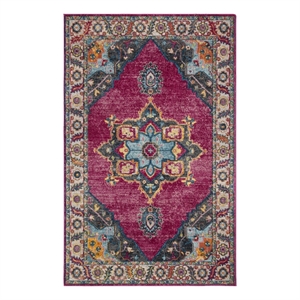 Safavieh Merlot 100 4'-0&quot x 6'-0&quot Cotton Power Loomed Rug in Fuscia /Multi-Color