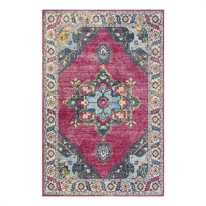 Safavieh Merlot 100 5'-1&quot x 7'-6&quot Cotton Power Loomed Rug in Fuscia /Multi-Color