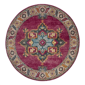 Safavieh Merlot 100 6'-7&quot x 6'-7&quot Cotton Power Loomed Rug in Fuscia /Multi-Color