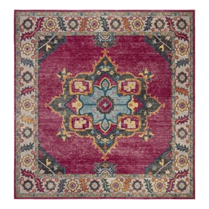 Safavieh Merlot 100 6'-7&quot x 6'-7&quot Cotton Power Loomed Rug in Fuscia /Multi-Color