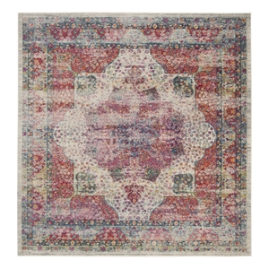 Safavieh Merlot 100 6'-7&quot x 6'-7&quot Cotton Power Loomed Rug in Cream/Multi-Color